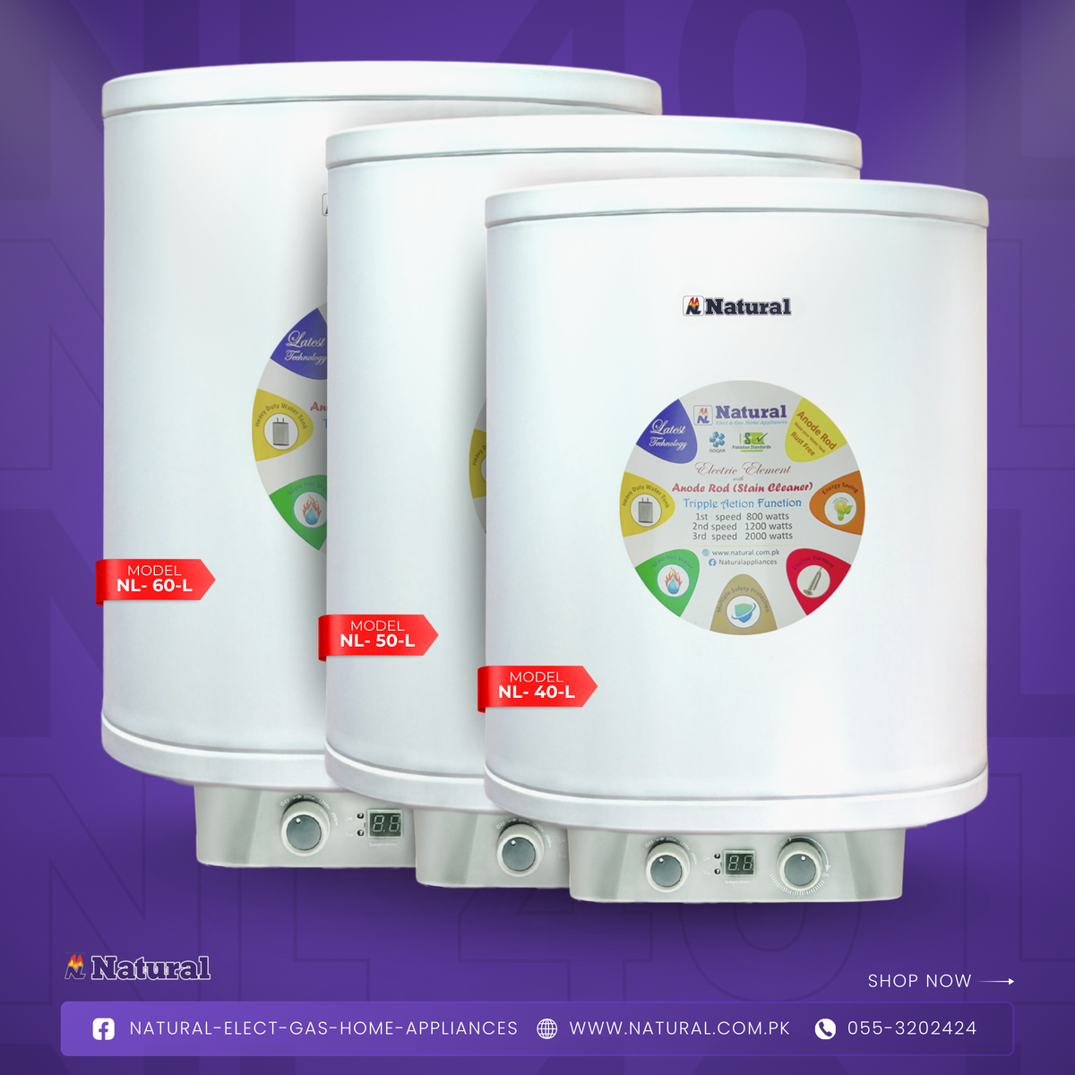 Natural Semi Instant Electric Water Heater NE-50 L